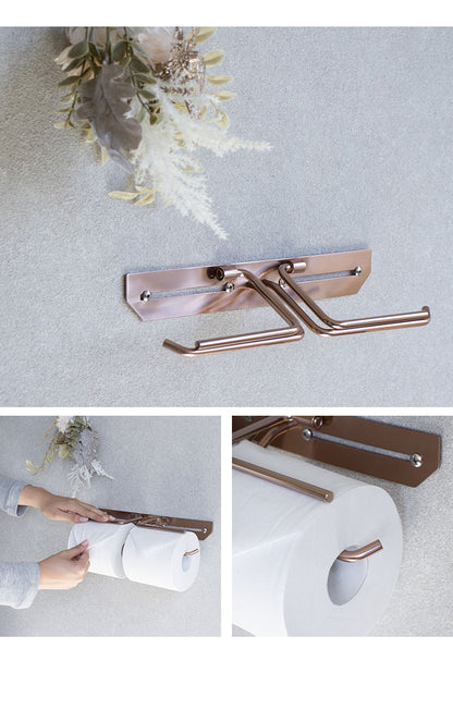 トイレットペーパーホルダー ステンレス ダブル Cloe シンプルデザイン スタイリッシュ 無機質 シルバー 店舗用 家庭用 店 ショッピングモール デパート オフィス ホテル コテージ 宿泊施設(代引不可)