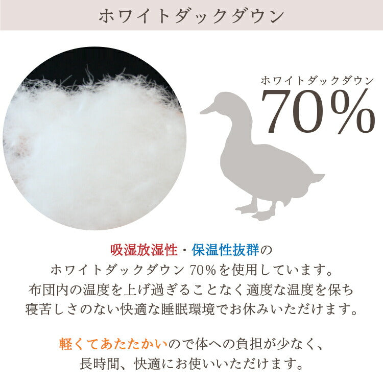 羽毛布団 羽毛かいまき 羽毛かいまき布団 ホワイトダックダウン70%使用 着る 羽毛 冬 あったか ピンク ブルー(代引不可)