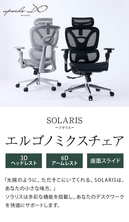 アップサイド ドゥ ソラリス エルゴノミクスチェア LC-E-39 フットレスト無し デスクチェア チェア 椅子 オフィス リクライニング 調節 メッシュ張地 ヘッドレスト 6Dアーム オフィスチェア(代引不可)