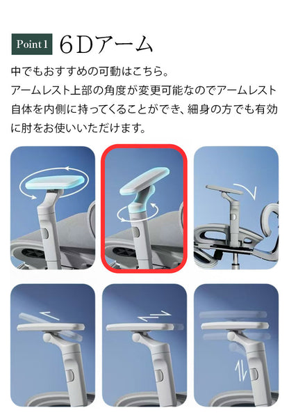 アップサイド ドゥ ソラリス エルゴノミクスチェア LC-E-39 フットレスト無し デスクチェア チェア 椅子 オフィス リクライニング 調節 メッシュ張地 ヘッドレスト 6Dアーム オフィスチェア(代引不可)