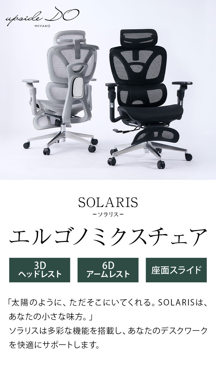 アップサイド ドゥ ソラリス プロ エルゴノミクスチェア フットレスト付き LC-E-39 デスクチェア チェア 椅子 オフィス リクライニング 調節 メッシュ張地 ヘッドレスト 6Dアーム オフィスチェア(代引不可)