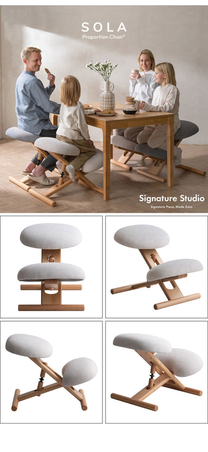 プロポーションチェア 学習チェア イス いす 椅子 快適 低反発ウレタン 膝クッション 子ども キッズ 勉強机 ダイニング学習 姿勢改善 集中力 無段階調節 コンパクトサイズ SOLA(代引不可)