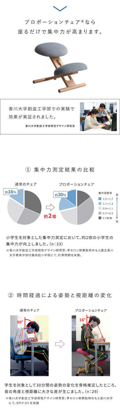 プロポーションチェア 学習チェア イス いす 椅子 快適 低反発ウレタン 膝クッション 子ども キッズ 勉強机 ダイニング学習 姿勢改善 集中力 無段階調節 コンパクトサイズ SOLA(代引不可)