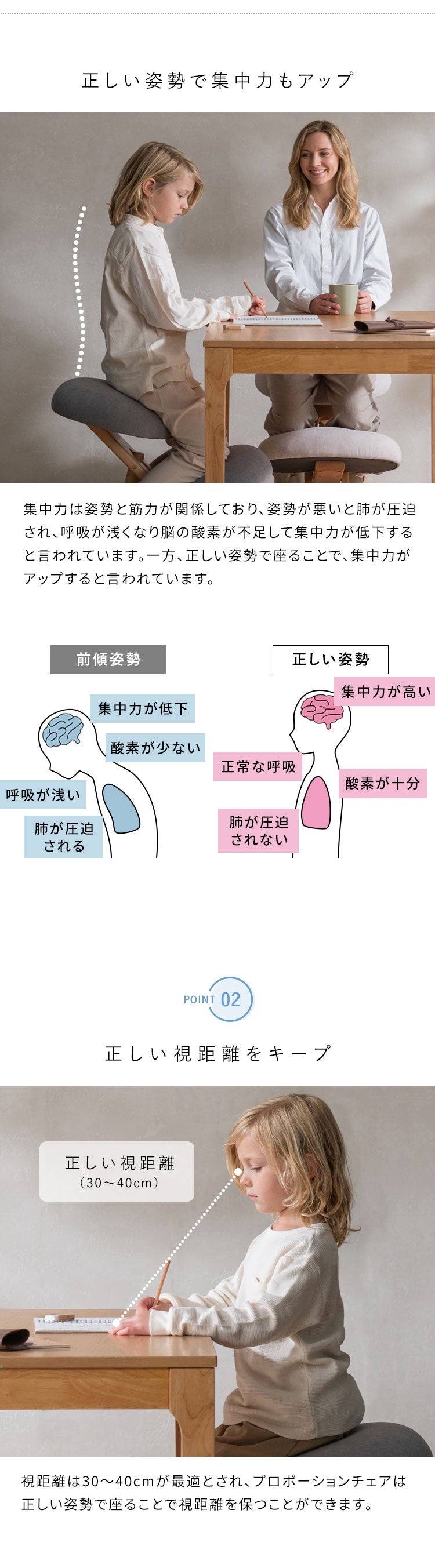 プロポーションチェア 学習チェア イス いす 椅子 快適 低反発ウレタン 膝クッション 子ども キッズ 勉強机 ダイニング学習 姿勢改善 集中力 無段階調節 コンパクトサイズ SOLA(代引不可)