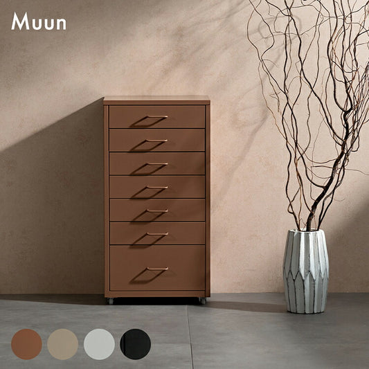 ドロワーキャビネット Muun ムーン 7杯引き出しタイプ 幅35cm 高さ68cm 奥行26cm 収納ボックス 収納 引き出し 引き出し収納 コンパクト 卓上キャビネット キャビネット 卓上 スチール マットスチール(代引不可)