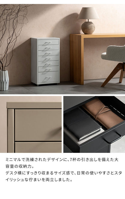 ドロワーキャビネット Muun ムーン 7杯引き出しタイプ 幅35cm 高さ68cm 奥行26cm 収納ボックス 収納 引き出し 引き出し収納 コンパクト 卓上キャビネット キャビネット 卓上 スチール マットスチール(代引不可)