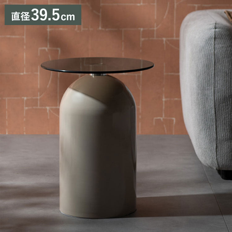 サイドテーブル テーブル ガラス天板 コンパクト ソファ ベッドサイド ソファ横 上品 かわいい ラウンド 直径39.5cm スチール コンパクトサイズ サイドテーブル Signature Studio Ford Noire ノワレ(代引不可)