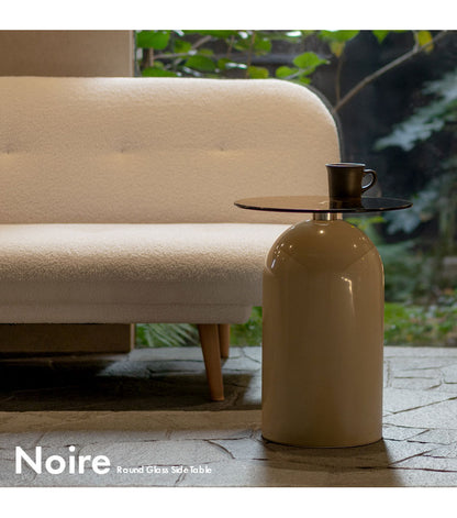 サイドテーブル テーブル ガラス天板 コンパクト ソファ ベッドサイド ソファ横 上品 かわいい ラウンド 直径39.5cm スチール コンパクトサイズ サイドテーブル Signature Studio Ford Noire ノワレ(代引不可)