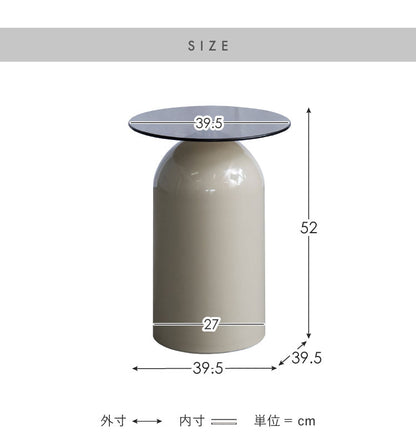 サイドテーブル テーブル ガラス天板 コンパクト ソファ ベッドサイド ソファ横 上品 かわいい ラウンド 直径39.5cm スチール コンパクトサイズ サイドテーブル Signature Studio Ford Noire ノワレ(代引不可)