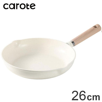 カローテ CAROTE フライパン IH対応 PFOAフリー 26cm IH ガス火対応 ふっ素加工 コーティング 注ぎ口付き お手入れ簡単 アイボリー NM-5005 COSY-ICE かわいい おしゃれ