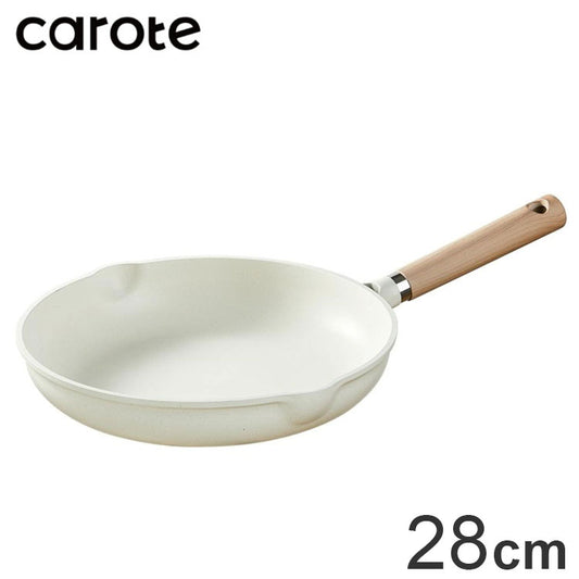 カローテ CAROTE フライパン IH対応 PFOAフリー 28cm IH ガス火対応 ふっ素加工 コーティング 注ぎ口付き お手入れ簡単 アイボリー NM-5006 COSY-ICE かわいい おしゃれ