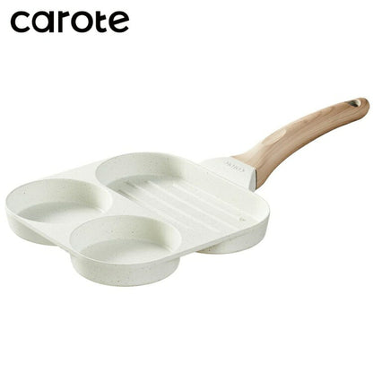カローテ CAROTE フライパン 仕切り 3面 18.5×18.5cm IH対応 PFOAフリー 仕切りパン IH ガス火対応 ふっ素加工 コーティング お手入れ簡単 アイボリー NM-5008 COSY-ICE かわいい おしゃれ 便利