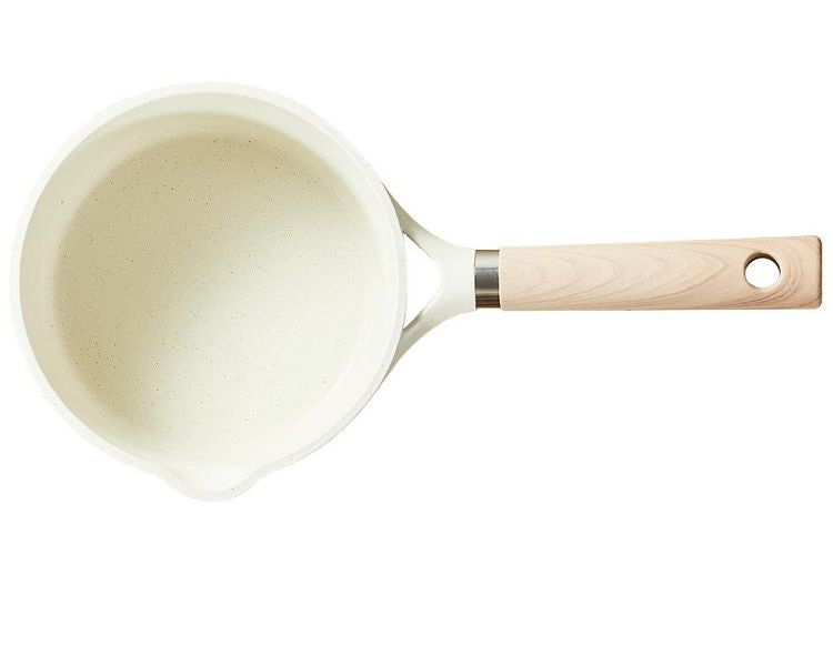 カローテ CAROTE 片手鍋 16cm ガラス蓋セット ソースパン IH対応 PFOAフリー IH ガス火対応 ガラス蓋 ふっ素加工 コーティング 注ぎ口付き お手入れ簡単 アイボリー NM-5009 COSY-ICE かわいい