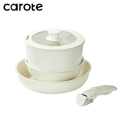 カローテ CAROTE 取っ手が取れる ハンドル着脱式 フライパン 5点セット 20cm 26cm ポット 20cm ガラス蓋 IH対応 PFOAフリー IH対応 PFOAフリー IH ガス火対応 ふっ素加工 コーティング ICE cream