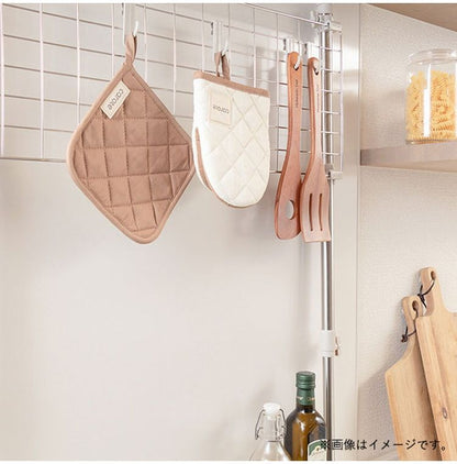 カローテ CAROTE ミトン オーブン キッチン 鍋つかみ 片手 綿素材 ループ付 ブラウン アイボリー 淡色 14×17cm NM-5064