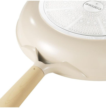 カローテ CAROTE フライパン 26cm ふっ素不使用 IH対応 PFOAフリー IH ガス火対応 セラミック 注ぎ口付き 洗いやすい 握りやすい ミルクティー NM-5085 COSY-ICE