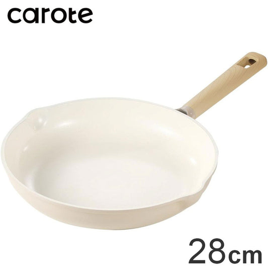 カローテ CAROTE フライパン 28cm ふっ素不使用 IH対応 PFOAフリー IH ガス火対応 セラミック 注ぎ口付き 洗いやすい 握りやすい ミルクティー NM-5086 COSY-ICE
