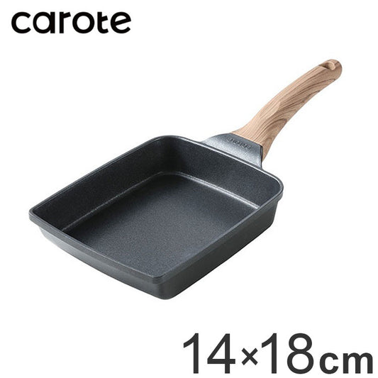 カローテ CAROTE 卵焼き器 エッグパン 14×18cm IH対応 PFOAフリー IH ガス火対応 木目調 木目 チタンコーティング チタン たまご焼き器 玉子焼き器 ブラック NM-5106