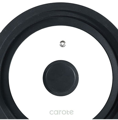 カローテ CAROTE ガラス蓋 18cm 20cm 22cm 兼用 兼用蓋 パンカバー シリコン ガラス 中身が見える ガラス窓 シリコーン縁 ブラック NM-5112