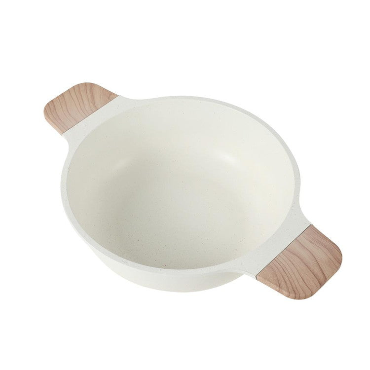 CAROTE カローテ 卓上鍋 両手鍋 22cm IH対応 1~2人用 小さめ 木柄 ガス火対応 ガラス蓋付 アイボリー NM-5151 COSY-ICE かわいい おしゃれ かわいい おしゃれ