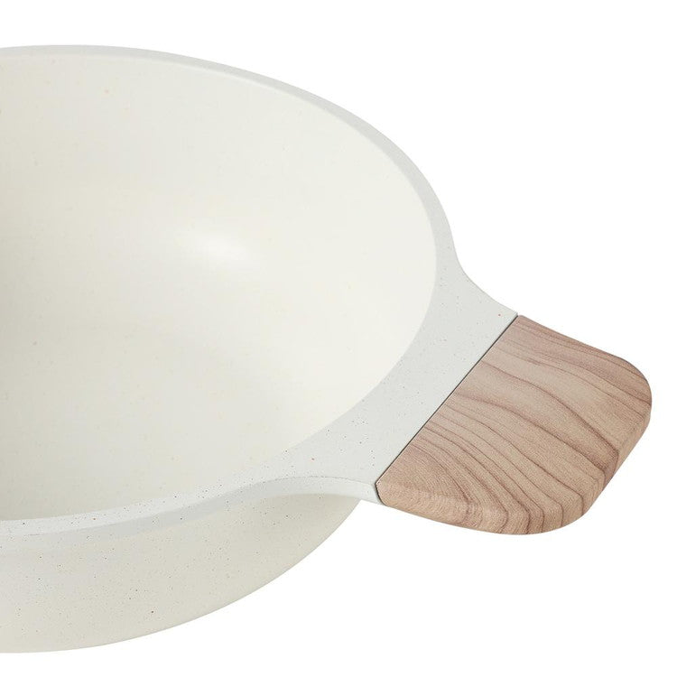 CAROTE カローテ 卓上鍋 両手鍋 26cm IH対応 3~4人 木柄 ガス火対応 ガラス蓋付 アイボリー NM-5152 COSY-ICE かわいい おしゃれ