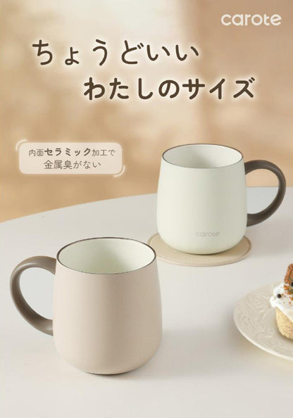 CAROTE カローテ マグカップ 蓋付き 保温 保冷 セラミック 400ml ミルクティー NM-5162 かわいい おしゃれ プレゼント gift ギフト