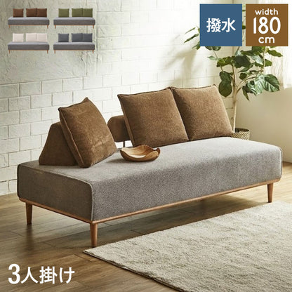 ソファ ソファー 3人掛け 3人掛けソファ 【開梱設置無料】 アイランドソファ 幅181cm 傷に強い 撥水加工 はっ水 ペット 犬 猫 オーク無垢材 脚付き 北欧 ナチュラル モダン おしゃれ クッション付き(代引不可)