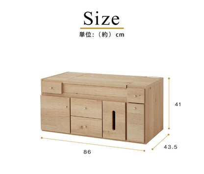 ドレッサー テーブル ミラー付き 鏡台 国産 完成品 大容量 伸縮 幅86～137×奥行43.5×高さ41cm 完成品 ドレッサー 化粧箱 収納 コンパクト 木製 引き出し おしゃれ かわいい(代引不可)