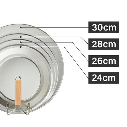 日本製 フライパンカバー ガラス窓付き 自立式 中が見える 24~30cm対応 ステンレス製 木製ハンドル 蓋 ふた フライパン カバー スタンド式 立つ 京都活具 おしゃれ