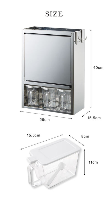 日本製 燕三条 スパイスラック 3杯 ステンレス 調味料ポット付き フラップ扉 調味料ラック キッチン収納 調味料 カウンター上収納 調味料入れ キッチン コンパクト シンプル おしゃれ 棚 卓上 台所(代引不可)