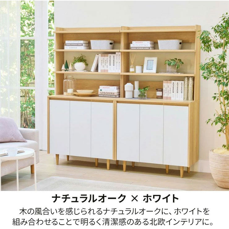 ディスプレイラック キャビネット 棚 幅90cm 高さ170cm ホワイト 白単色 ナチュラルブラウン 扉付 飾り棚 収納 リビング 北欧モダン ノルフィカ NOR-1790DWH