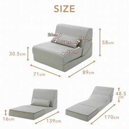 3wayローソファ ローソファ ソファ ソファー カウチソファ ベッド ソファベッド コンパクトソファ 幅71cm 3way オールシーズン 洗濯可能 カバー クッション クッション付き リビング 一人暮らし(代引不可)