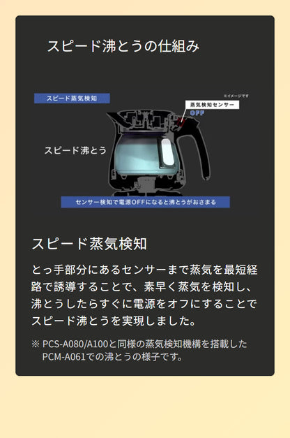 電気ケトル 0.8L アッシュグレー タイガー魔法瓶 タイガー TIGER PCS-A080HA スピード沸とう QUICK&SAFE+ 使いやすい