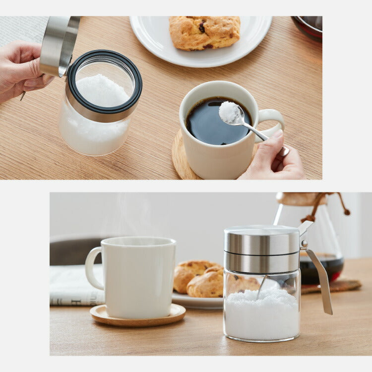 【2個セット】DULTON ダルトン スパイスジャー ウィズ スプーン 300ml 調味料入れ 調味料ポット スプーン付き ガラス ステンレス 保存容器 キャニスター おしゃれ