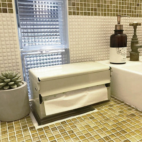 DULTON ティッシュケース 吊り下げ IVORY 100-160N-IV 据え置き 壁取り付け 壁掛け可能 スチール プッシュボタン シンプル 収納 おしゃれ かわいい ナチュラル アメリカン ディスペンサー ダルトン (代引不可)