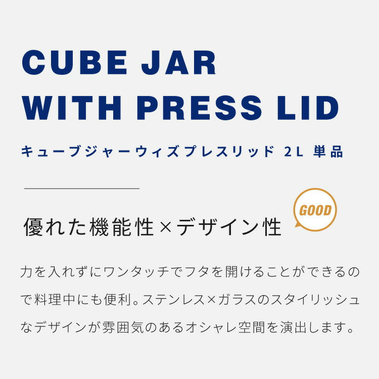 ダルトン 角型 保存容器 Lサイズ 2L スタッキングOK ワンタッチロック キューブジャー ウィズ プレス リッド ステンレス ガラス 保存容器 キャニスター おしゃれ(代引不可)