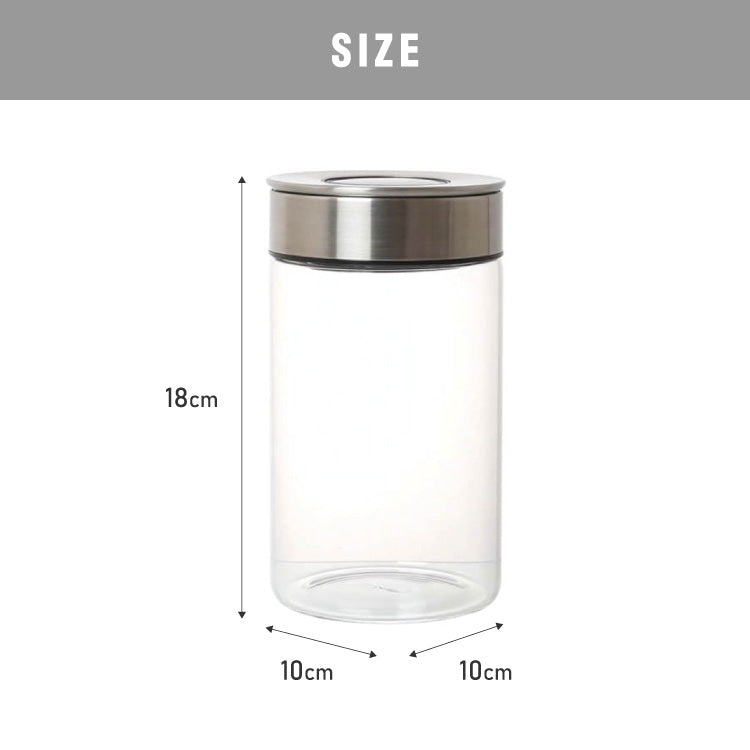 ダルトン 丸型 保存容器 Mサイズ 950ml スタッキングOK ワンタッチロック シリンダージャー ウィズ プレス リッド ステンレス ガラス 保存容器 キャニスター おしゃれ(代引不可)