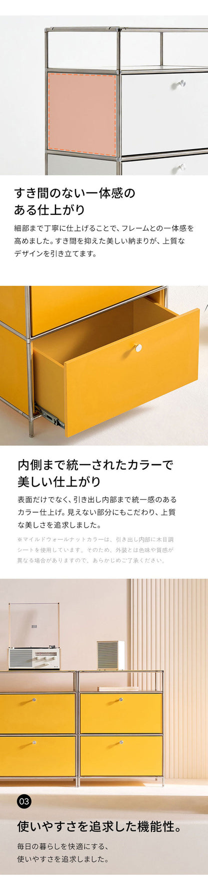 ステンレスモジュールキャビネット 60cm 2段 完成品 オールステンレス ミッドセンチュリー モジュール家具 モジュール棚 収納ラック 壁面 収納 キャビネット 韓国インテリア セレンティ