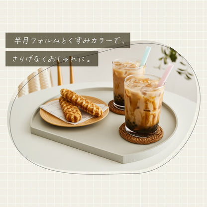 天然木のカラー半月盆 36cm お盆 半月盆 半月膳 トレー 天然木 食卓 プレイスマット ランチョンマット ランチ 和食 洋食 和室 洋室 洋風 和風 正月 来客用 おもてなし シンプル(代引不可)