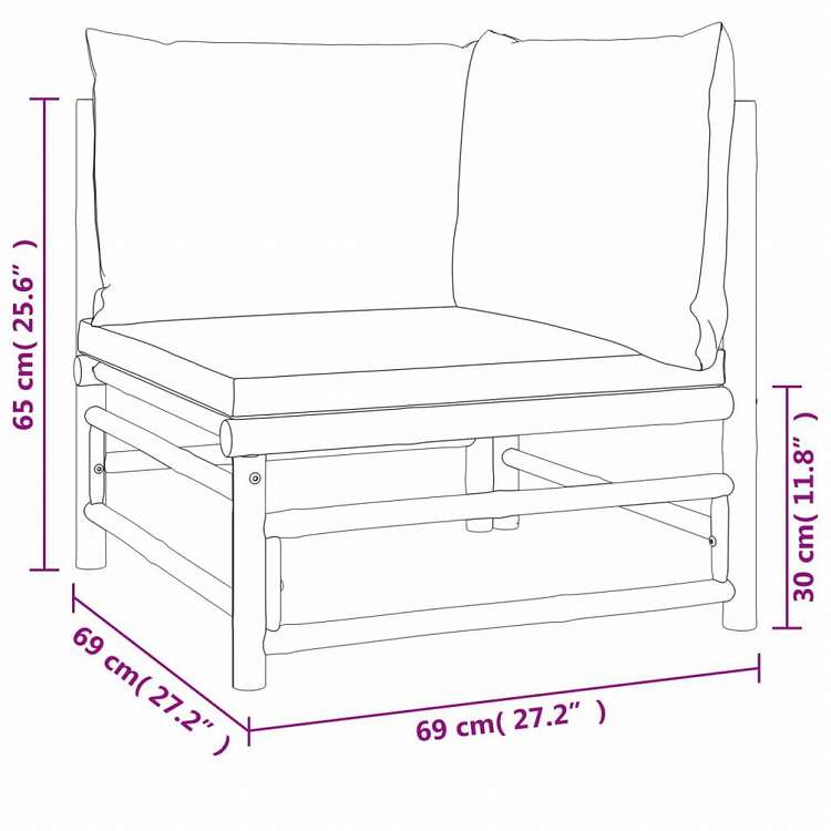 vidaXL ガーデンラウンジ6点セット クッション付き 竹製 ライトグレー家具 アウトドア家具 屋外家具セット(代引不可)
