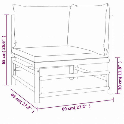 vidaXL ガーデンラウンジ6点セット クッション付き 竹製 ライトグレー家具 アウトドア家具 屋外家具セット(代引不可)