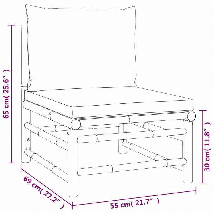 vidaXL ガーデンラウンジ6点セット クッション付き 竹製 ライトグレー家具 アウトドア家具 屋外家具セット(代引不可)