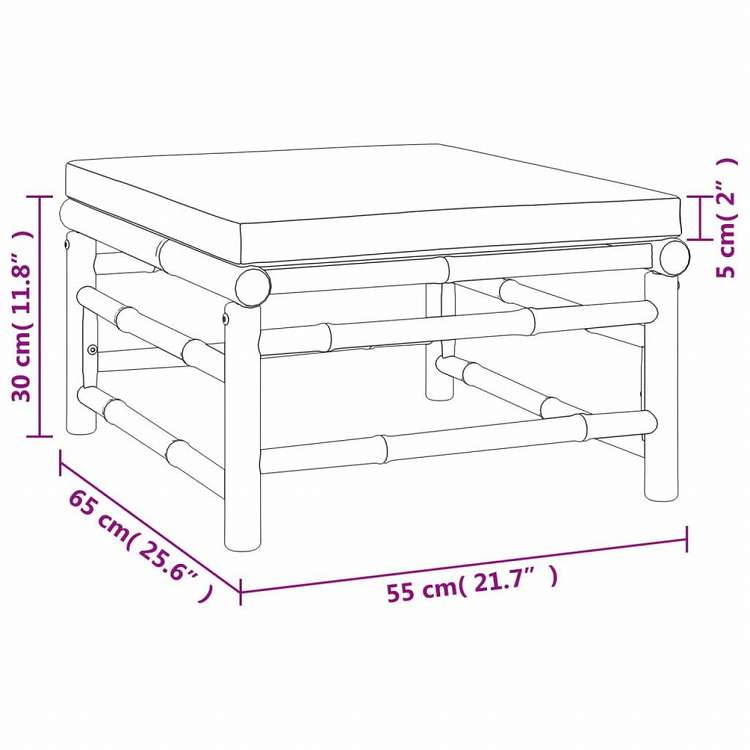 vidaXL ガーデンラウンジ6点セット クッション付き 竹製 ライトグレー家具 アウトドア家具 屋外家具セット(代引不可)